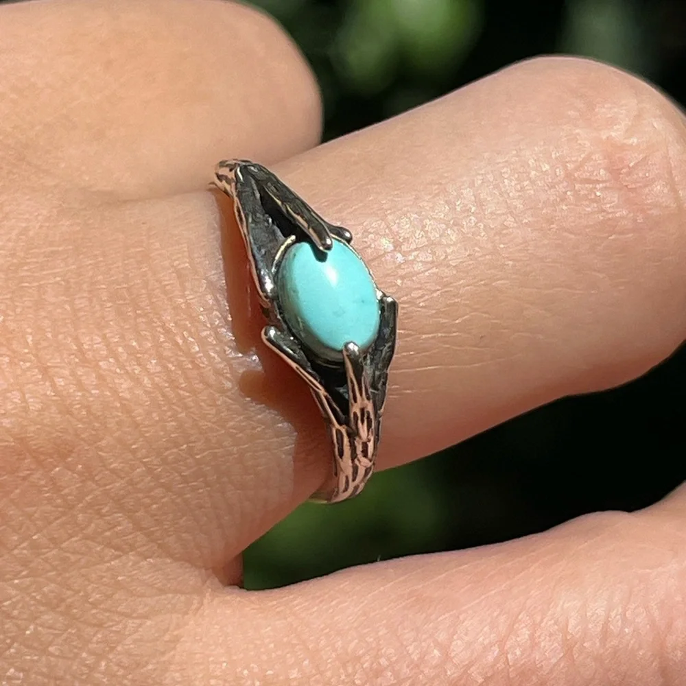 Sterling silver‎ 925 stamped adjustable turquoise ring